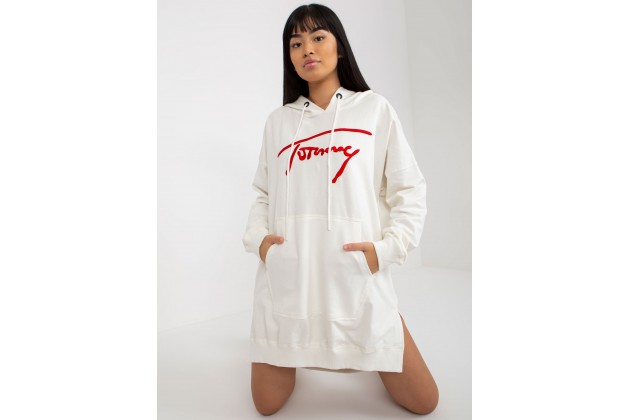 Sweat à capuche long pour femme -  écru