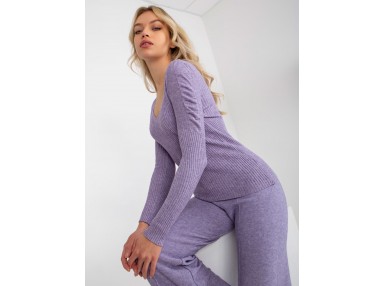 Pull côtelé - violet