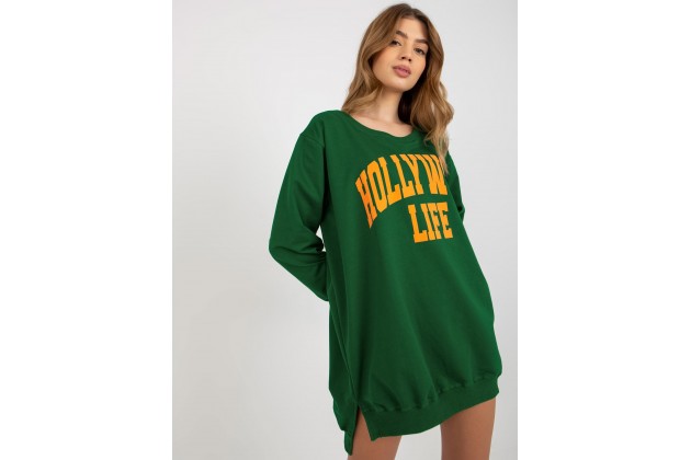 Sweat long avec imprimé - vert foncé