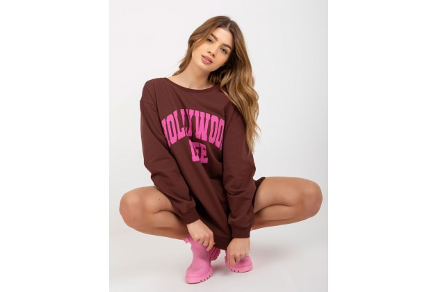 Sweat long avec imprimé - marron foncé