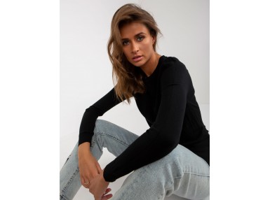 Pull col rond manches longues - noir