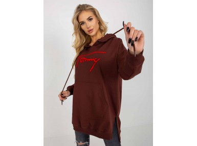 Sweat à capuche long pour femme -  marron foncé