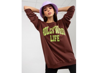 Sweat long avec imprimé - marron foncé