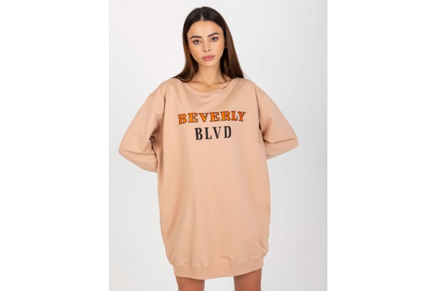 Sweat long en coton - beige