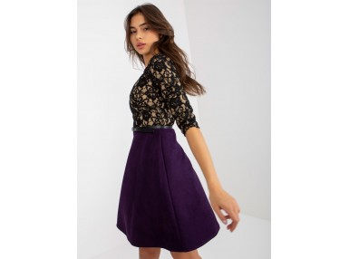 Robe de cocktail avec ceinture - violet foncé