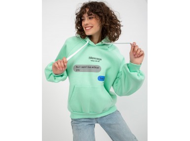 Sweat à capuche imprimé femme -  menthe