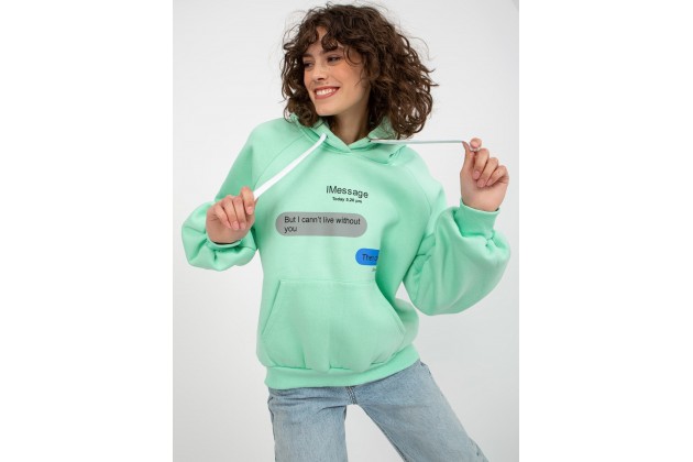 Sweat à capuche imprimé femme -  menthe