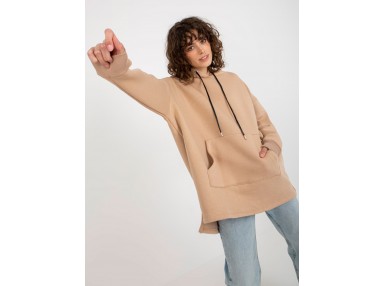 Sweat à capuche long - camel