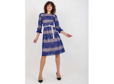 Robe courte en dentelle  - cobalt