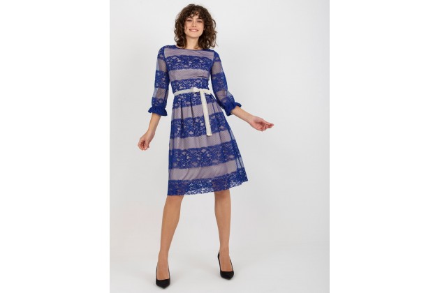 Robe courte en dentelle  - cobalt