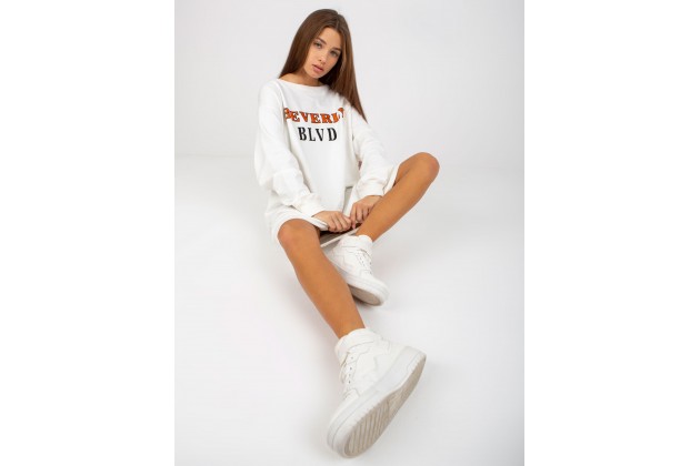 Sweat long en coton  - écru