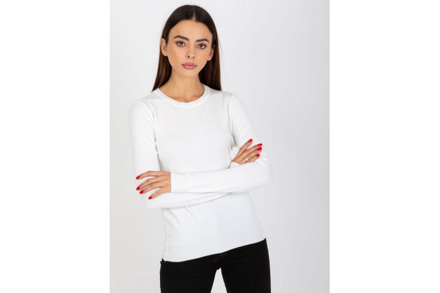 Pull col rond manches longues - blanc