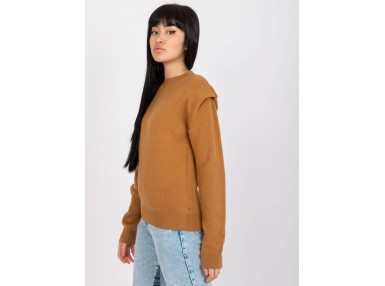 Pull col rond manches longues - camel