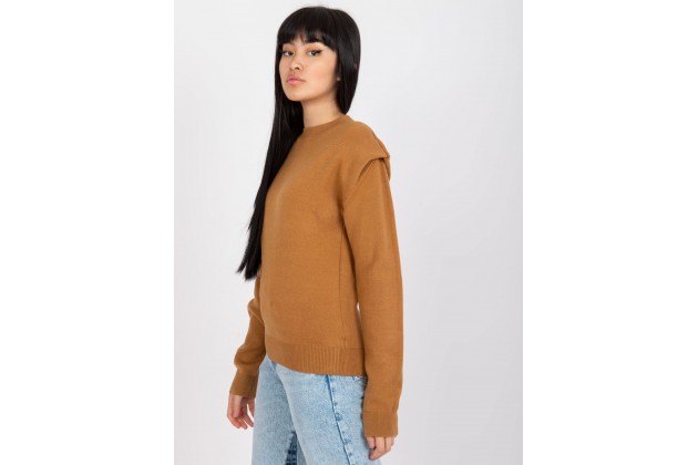 Pull col rond manches longues - camel