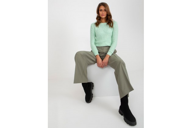 Pull col rond manches longues - menthe