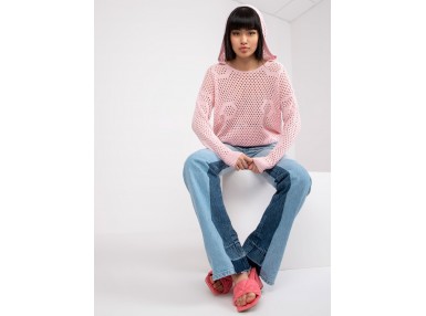Pull à larges trous - rose clair