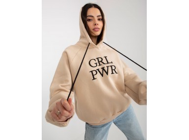 Sweat à capuche imprimé femme - beige