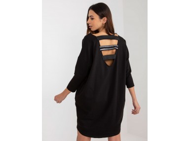 Robe tunique courte avec décolleté V devant et dos -noire