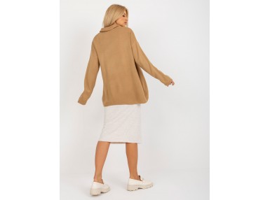 Pull en maille avec col polo - camel