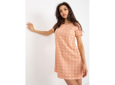 Robe courte en dentelle - pêche