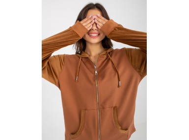 Sweat à capuche femme- marron clair