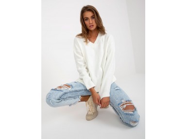Pull col V - écru