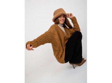 Pull en maille torsadée - camel