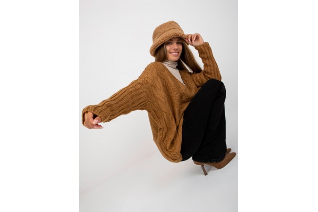 Pull en maille torsadée - camel
