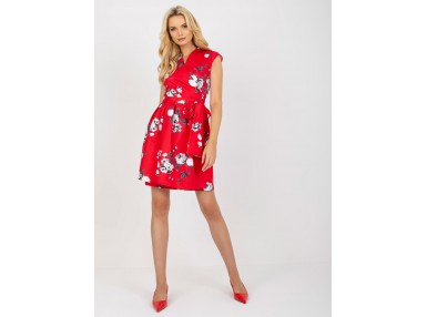 Robe courte portefeuille à imprimé - rouge