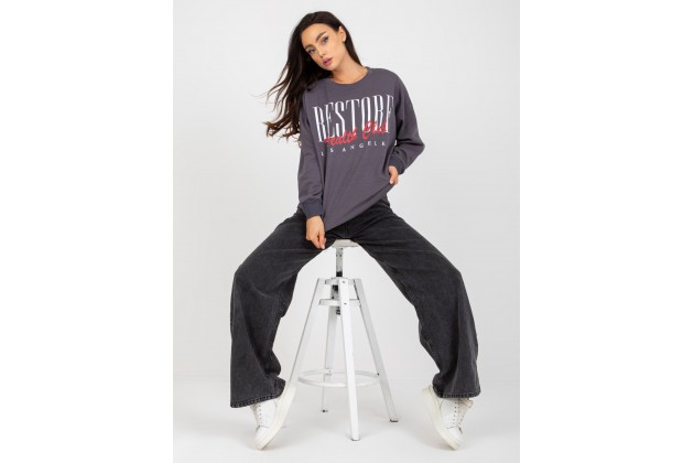 Sweat avec inscription - gris foncé