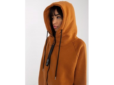 Sweat à capuche zippé pour femme - marron clair