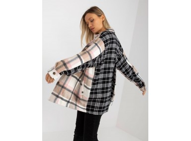 Chemise imprimé à carreaux - noire et beige