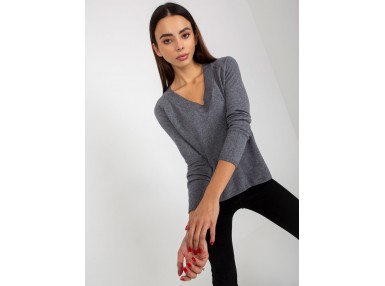 Pull col V - gris foncé