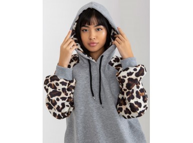 Sweat à capuche imprimé femme - gris