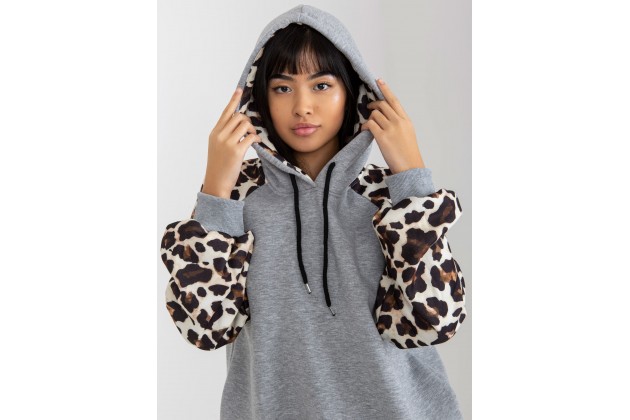 Sweat à capuche imprimé femme - gris