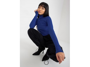 Pull en maille à col roulé - cobalt
