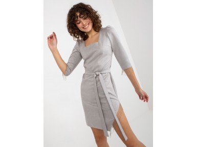 Robe avec décolleté plongeant et ourlet asymétrique - grise