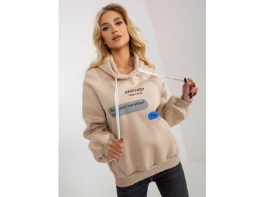 Sweat à capuche imprimé femme - beige