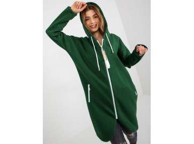 Sweat à capuche décontracté avec fermeture - vert foncé