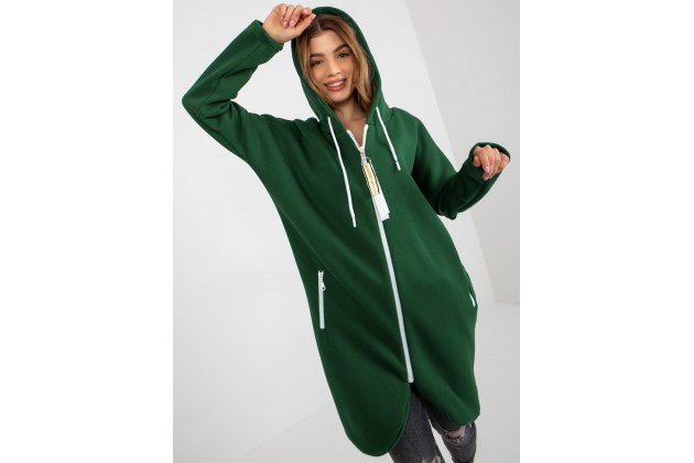 Sweat à capuche décontracté avec fermeture - vert foncé
