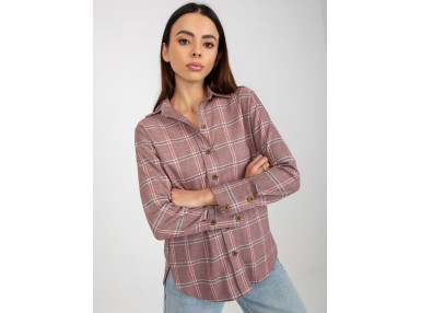 Chemise imprimé à carreaux - rose foncé