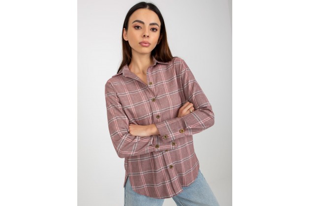 Chemise imprimé à carreaux - rose foncé