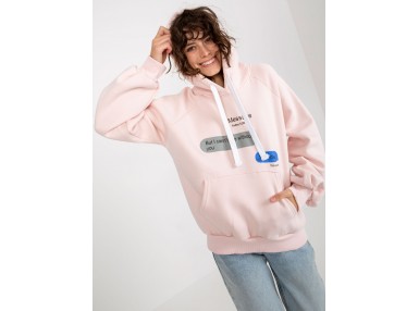 Sweat à capuche imprimé femme- rose clair