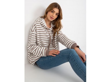 Sweat long rayé - blanc-marron