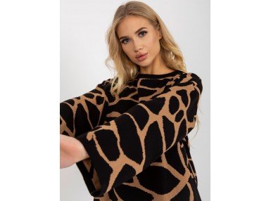 Pull imprimé - noir et beige