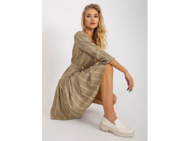Robe courte rayée en coton - noire et jaune