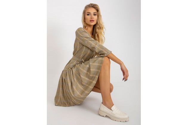Robe courte rayée en coton - noire et jaune