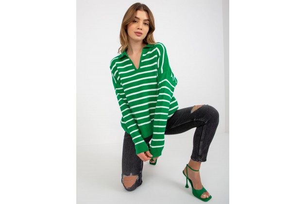 Pull en maille avec col polo - vert
