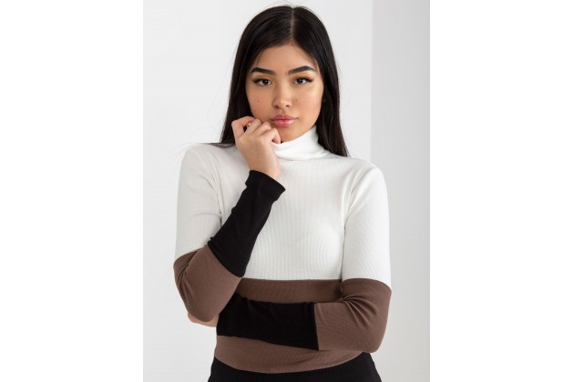 Pull en cotton à col roulé - noir et blanc