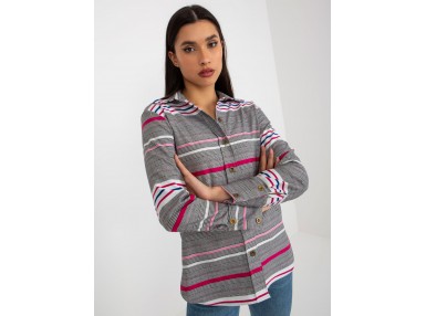 Chemise imprimé rayé -blanche et rose
